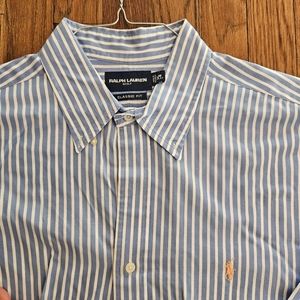 Mens Blue Stripe Plaid Ralph Lauren Golf button up shirt XL